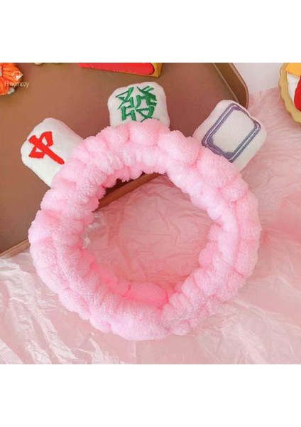 Mahjong Makyaj Spa Kafa Bandı Kozmetik Yüz Yıkama Için Elastik Peluş Saç Aksesuarları, Pembe (Yurt Dışından)