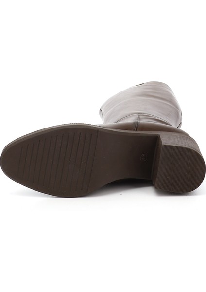 Kadın Kahve Fermuarlı Kalın Topuklu Hakiki Deri Çizme fırsatları