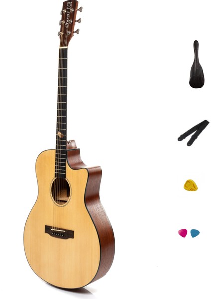 SA-400 Akustik Gitar - Masif Ladin Ön Kapak- Maun fırsatları