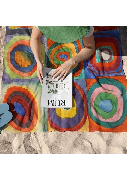 Color Study, Squares With Concentric Circles Plaj Havlusu fırsatları