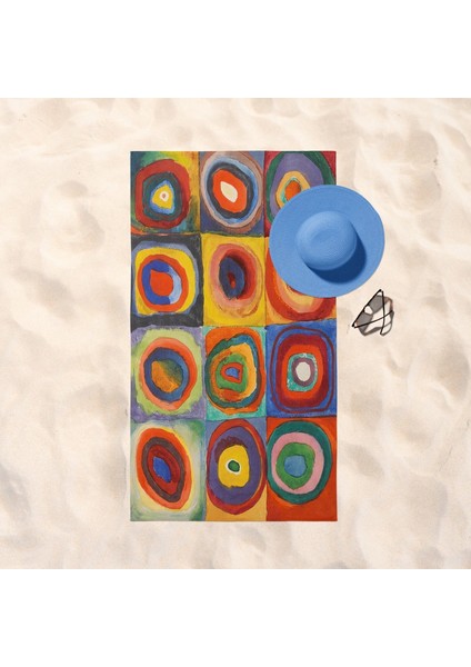 Color Study, Squares With Concentric Circles Plaj Havlusu indirimleri