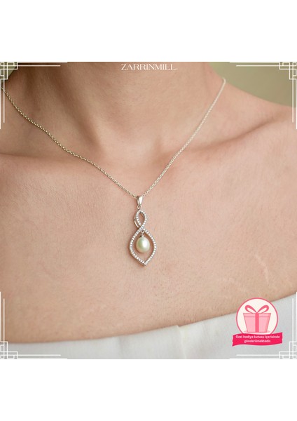 Kadın 925 Ayar Gümüş Inci Damla Kolye