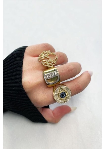 925 Ayar Gümüş Göz Motifli Yuvarlak Yüzük