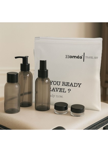 Plastik Seyahat Boy 100ML Füme Şişe ve Kavanoz 5’li Set – Çantalı Seyahat Kiti fiyatları
