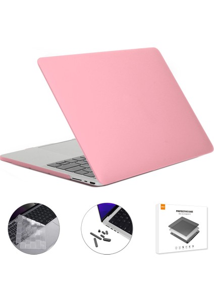 MacBook Pro 14 Inç (2021) A2442 (Abd Versiyonu) Mat Kaplama Sert Pc Laptop Kapağı + Tpu Klavye Kaplaması + Silikon Toz Tıkaçları-Pembe (Yurt Dışından)