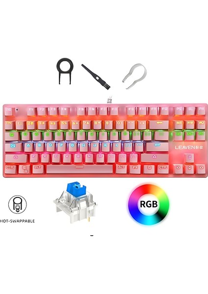 AJ179 Nl 3 Modlu Gamer Mouse + Leaven K550 Blue Switch Mekanik Klavye Gamer Seti