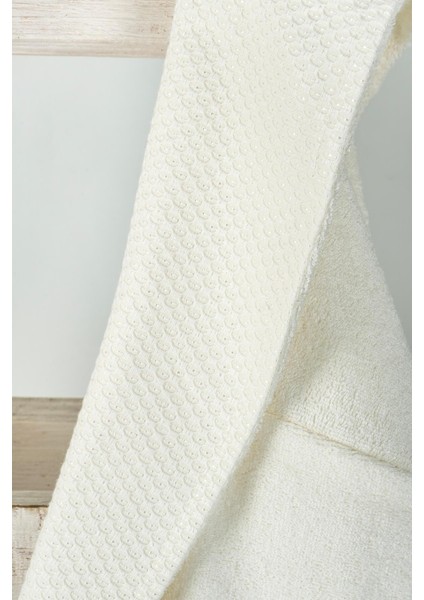 6 Parça Lena Bambu 3 Boyutlu Nakışlı Bornoz Seti - Ekru-Pudra modelleri