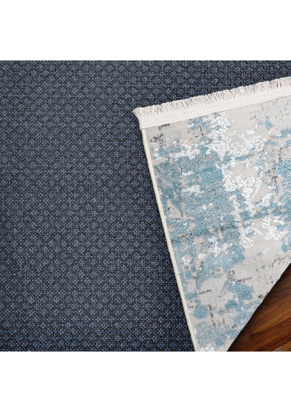 Mavi Klasik Etnik Modern Desenli Pamuk Makinada Yıkanabilir Hav Toz Vermez Leke Tutmayan Kaymaz Taban Dijital Makine Baskı Salon Yolluk Mutfak Halı modelleri