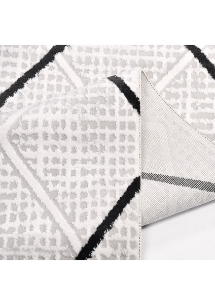 Lilith Gri Geometrik Etnik Modern Desenli Akrilik Hav Vermeyen Leke Tutmayan Kolay Temizlenen Yumuşak Makine Salon Yolluk Mutfak Halı modelleri