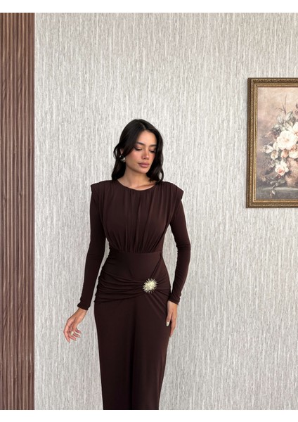 Güneş Toka Vatkalı Uzun Kol Elbise fiyatları