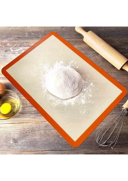 Silikon Pişirme Matı, Turuncu Kenarlı, Yapışmaz Fırın Tepsisi Altlığı modelleri