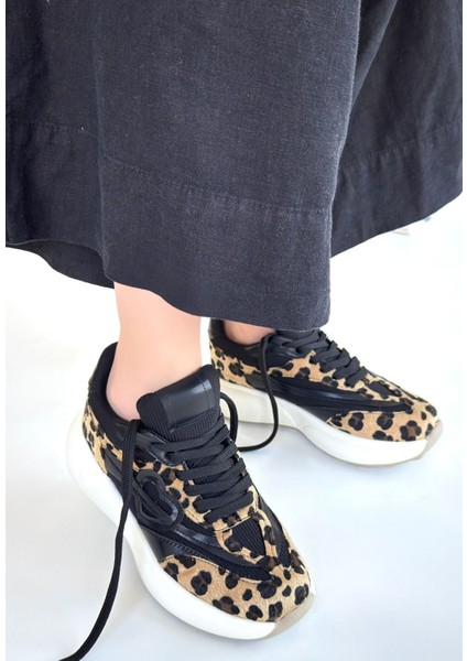 Mark Leopar Süet Bağcıklı Spor Ayakkabı