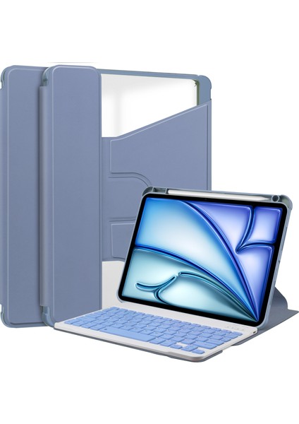iPad Air 13 2024 Klavyeli Temizle Darbeye Dayanıklı Tablet Kılıfı (Yurt Dışından)