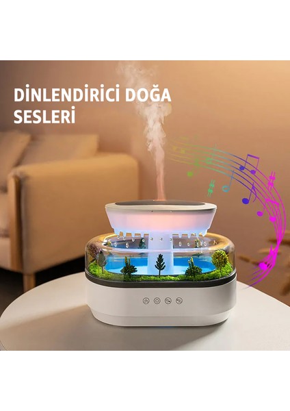 Yağmur Damlası Hava Nemlendirici - Aromaterapi Difüzör - 7 Renk Rgb - Dinlendirici Sesler - Sessiz Çalışma - Damlama Sesi - Otomatik Kapanma