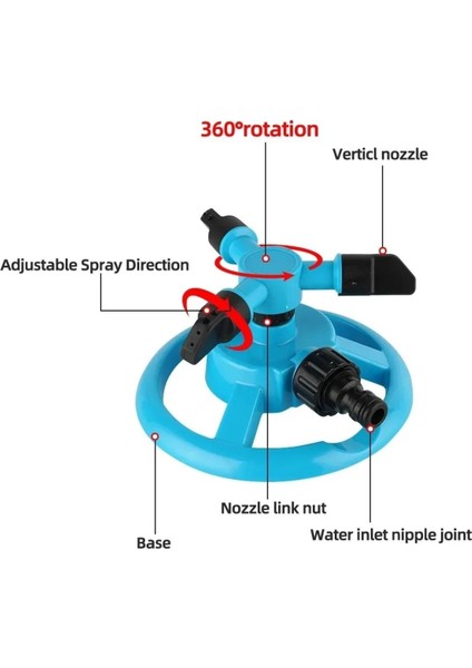 Bahçe Sulama Fıskıyesi Hortum Klipsli Yağmurlama Fiskiyesi 360 Derece Döner Başlık Ayarlanır Nozul indirimleri