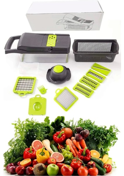 Çok Amaçlı Rende Lüx Küp Rende 13 Parça Hazneli Sebze Doğrayıcı Dicer Dilimleyici Kesici Fonksiyonlu fiyatları