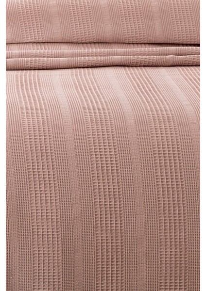 Tek Kişilik Iki Renkli Kopanaki Dantelli Petek Pike - Waffle Dokuma -160X230 Cm-Gül Kurusu modelleri