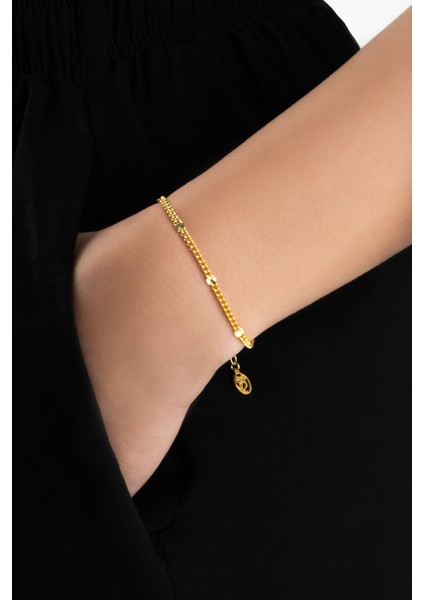 Italyan Minimal 18 Ayar Sarı Altın Kaplama 19 cm Gümüş Zincir Bileklik fiyatları