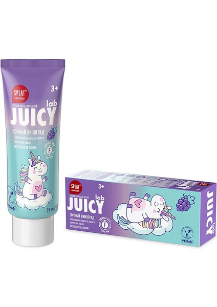 Juıcy Lab +3 Yaş Üzümlü Çocuk Diş Macunu Renkli Simli Çürük Önleyici Doğal Macun