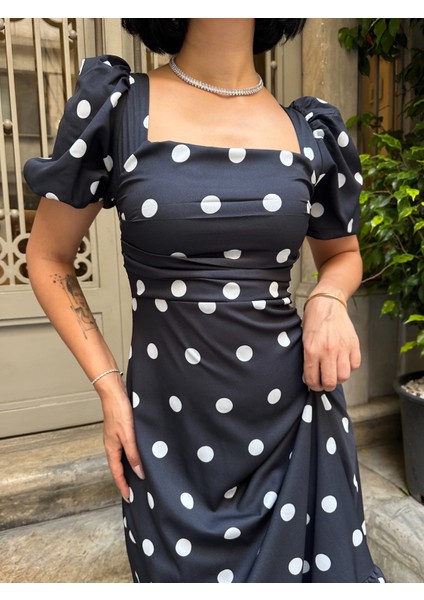 Puantiye Detaylı Karpuz Kol Elbise modelleri