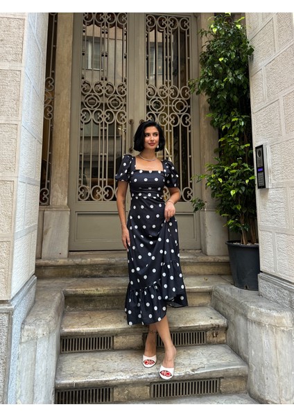 Puantiye Detaylı Karpuz Kol Elbise indirimleri