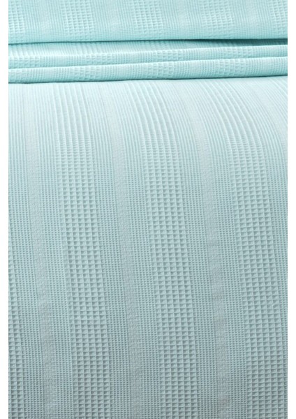 Tek Kişilik Iki Renk Dantelli Petek Pike -Bebe Mavisi Waffle Dokuma PIKE-160X230 cm modelleri