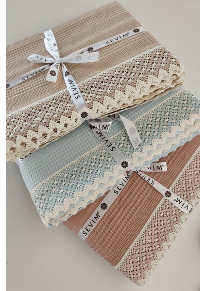 Tek Kişilik Iki Renk Dantelli Petek Pike -Bebe Mavisi Waffle Dokuma PIKE-160X230 cm indirimleri