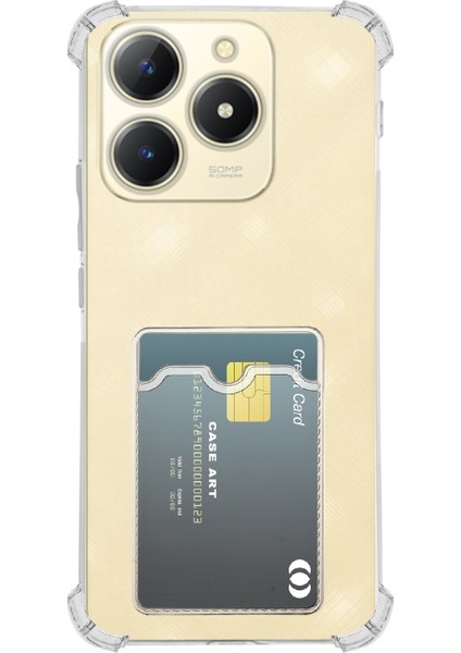Realme C61 Kapak ile Uyumlu Kamera Korumalı Kartlıklı Darbe Emici Özellikli Şeffaf Silikon Kılıf