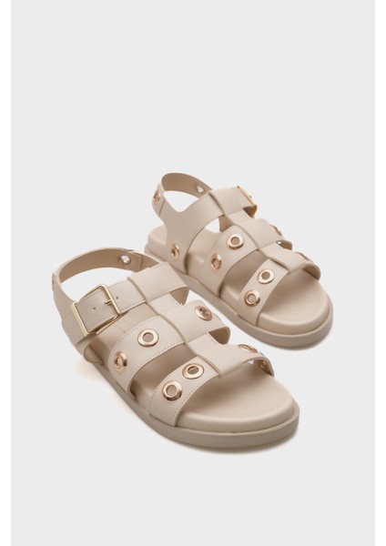 Valene Düz Topuk Metal Aksesuarlı Gladyatör Kadın Sandalet fiyatları