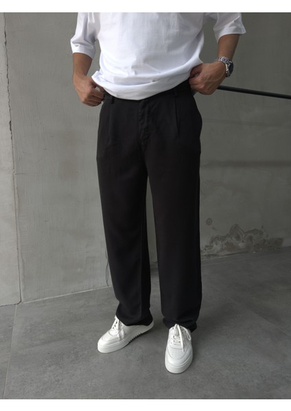 Erkek Pamuklu Kumaş Siyah Baggy Pantolon fiyatları