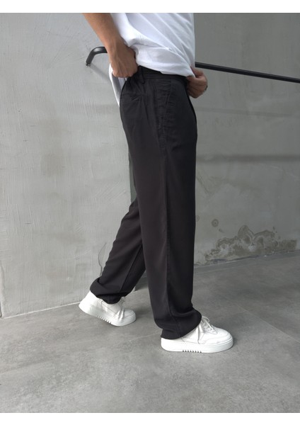 Erkek Pamuklu Kumaş Siyah Baggy Pantolon modelleri