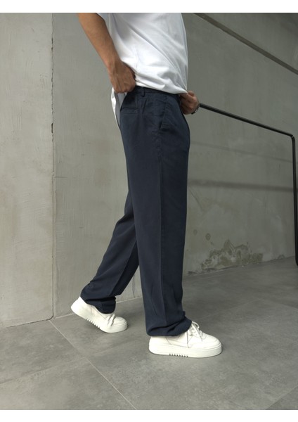 Erkek Pamuklu Kumaş Lacivert Baggy Pantolon fırsatları