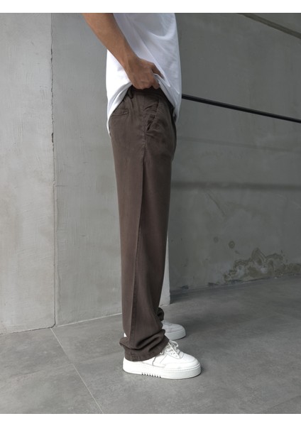 Erkek Pamuklu Kumaş Kahve Baggy Pantolon fırsatları