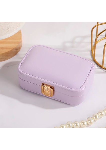 Deri Midi Seyahat Takı Bijuteri Mücevher Kutusu Organizer Düzenleyici 12CM Lila Ithal Ürün modelleri
