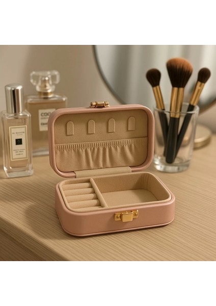 Deri Midi Seyahat Takı Bijuteri Mücevher Kutusu Organizer Düzenleyici 12CM Pembe Ithal Ürün fiyatları