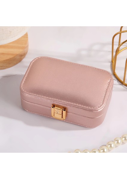 Deri Midi Seyahat Takı Bijuteri Mücevher Kutusu Organizer Düzenleyici 12CM Pembe Ithal Ürün modelleri