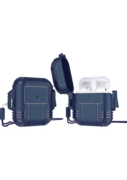 Robot Şekli Tpu Anti-Damla Kulakiçi Kılıf Koruyucu Çizilmeye Dayanıklı Taşınabilir Kulaklık Şarj Kılıfı Airpods Için Kayış ile 1/2-Mavi (Yurt Dışından)