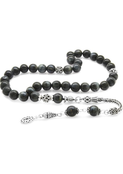 925 Ayar Gümüş Püsküllü Küre Kesim Gri Kaplangözü Doğaltaş Tesbih modelleri