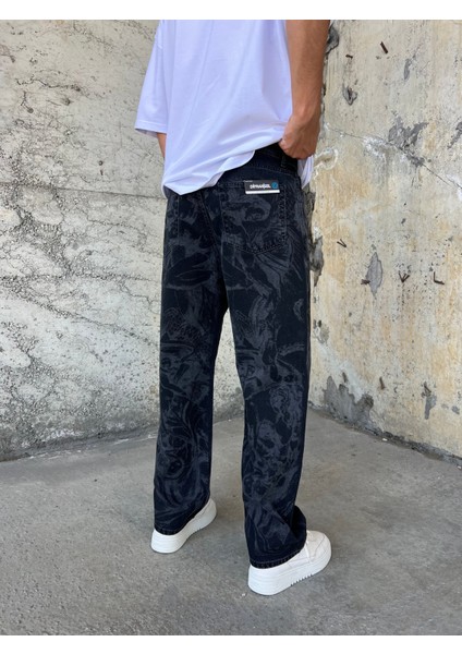 Erkek Baskılı Siyah Baggy Pantolon fırsatları