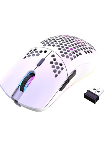 Kablosuz Petek Tasarım Şarjlı Gaming Mouse – Rgb Aydınlatmalı 3200 Dpı Ultra Hafif Beyaz modelleri