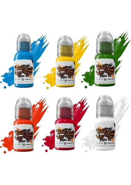Simple Color 6'lı Dövme Boyası Seti - World Famous Ink Dövme Boyası - 1OZ/30ML