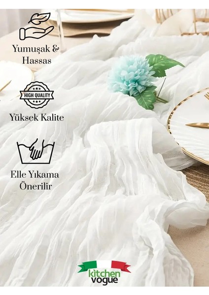 Bohem Dekoratif Runner Masa Örtüsü | Düğün, Parti, Söz, Nişan, Özel Gün Dekorasyonu Sofra Süslemesi