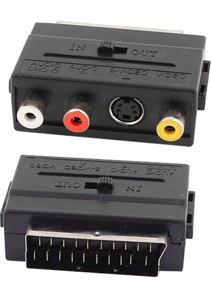 Scart To Rca S-Video In Out Anahtarlı Çevirici Adaptörü Scart Av Çevirici