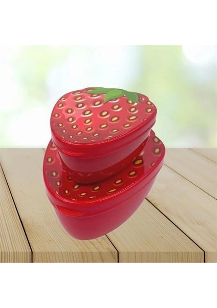 Bfs 2'li Iç Içe Geçebilen Çilek Model Saklama ve Beslenme Kabı Seti (550 ml + 250 Ml)