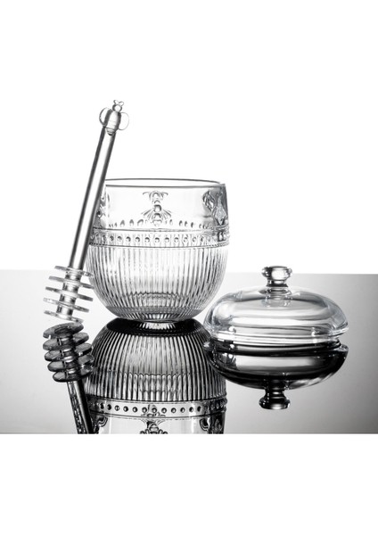 Abeille Kaşıklı Cam Bal Kavanozu - Şeffaf - 240 ml indirimleri