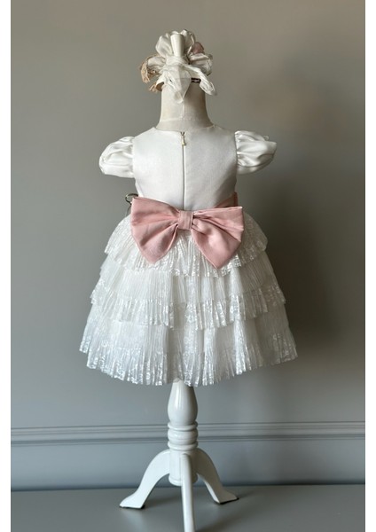 Özel Tasarım Kız Çocuk Abiye Elbise, Kat Kat Etekli, Çiçek Detaylı, Dantel Detaylı, Saç AKSESUARLI_M2459 modelleri