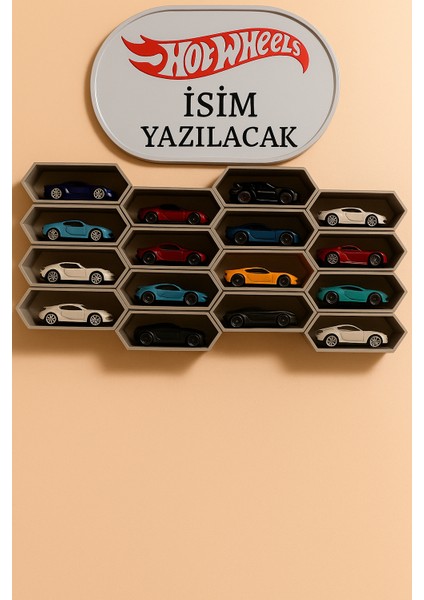 Hot Wheels 1/64 Araçlara Uyumlu Duvar Garajları Için Isimli Tabela Kişiye Özel + 20 Li Araç Garajı modelleri