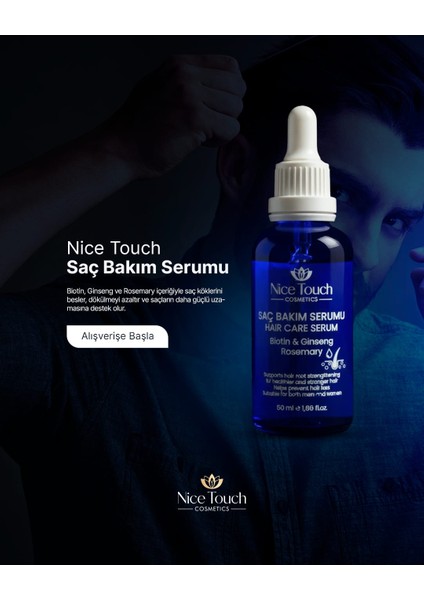 NİCE TOUCH KOZMETİK Saç Bakım Serumu, Biotin ve Bitkisel Özlü, Yoğun ve Besleyici Bakım, 50 ml