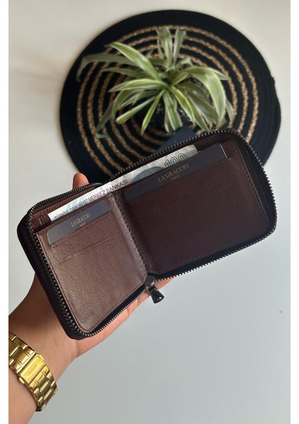 Lancy Erkek Fermuarlı Rfid Koruma Özellikli Hakiki Deri Cüzdan Kahve fiyatları
