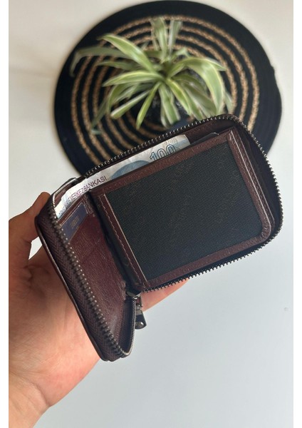 Lancy Erkek Fermuarlı Rfid Koruma Özellikli Hakiki Deri Cüzdan Kahve modelleri